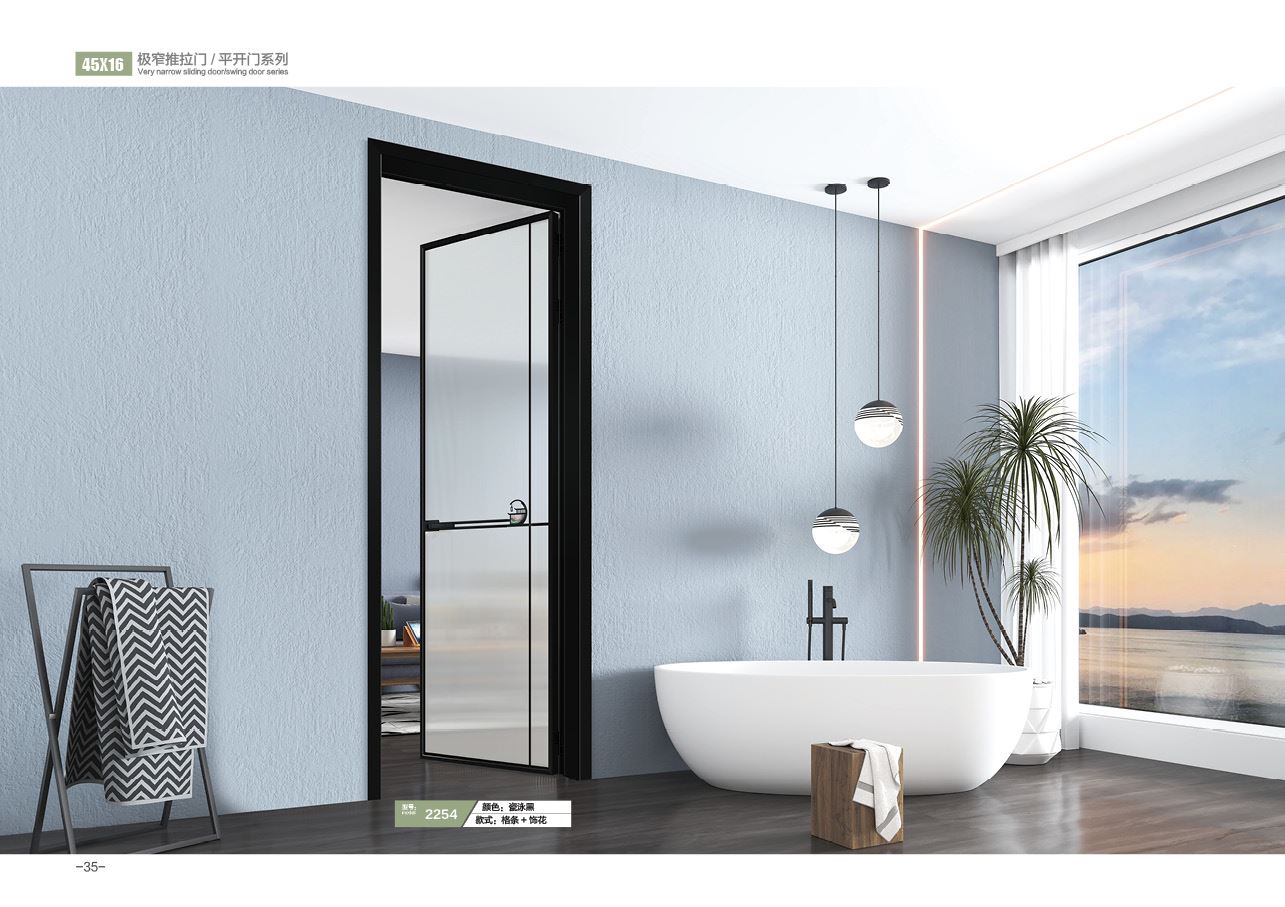 佛山门窗厂批发供应极简网红款双包平开门中空钢化玻璃门写字楼洗手间